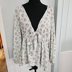 Floral Tie-Front Blouse